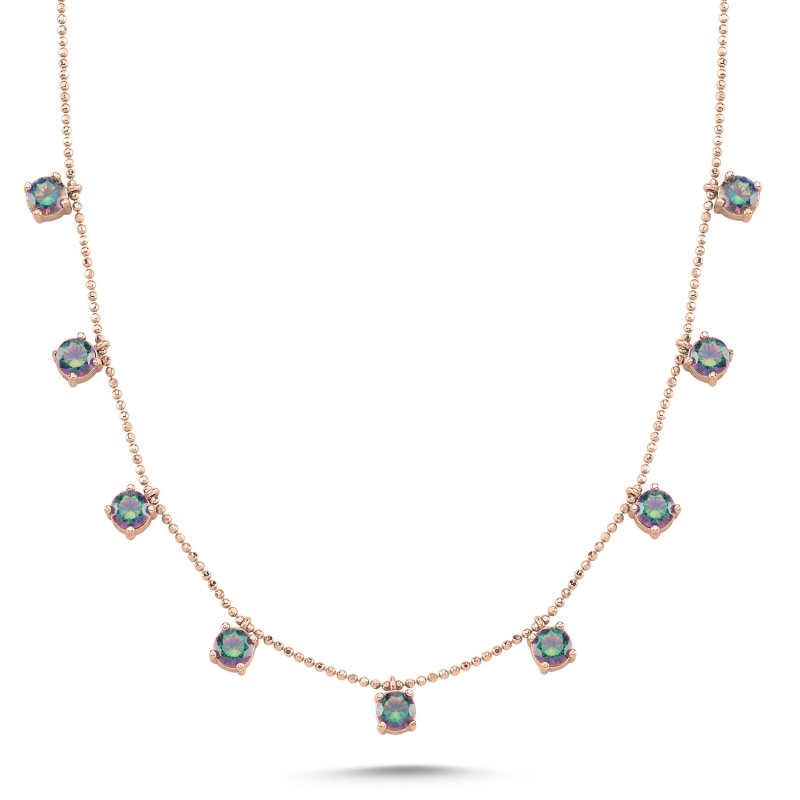 Mystic Topaz CZ Dangle Charm Necklace - N97478