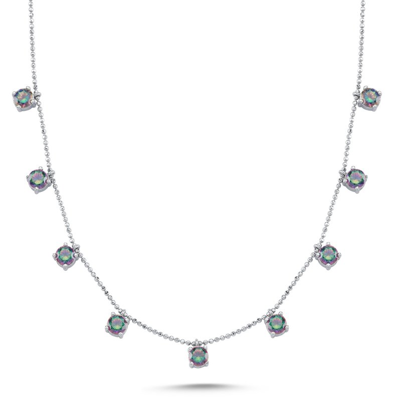 Mystic Topaz CZ Dangle Charm Necklace - N97478