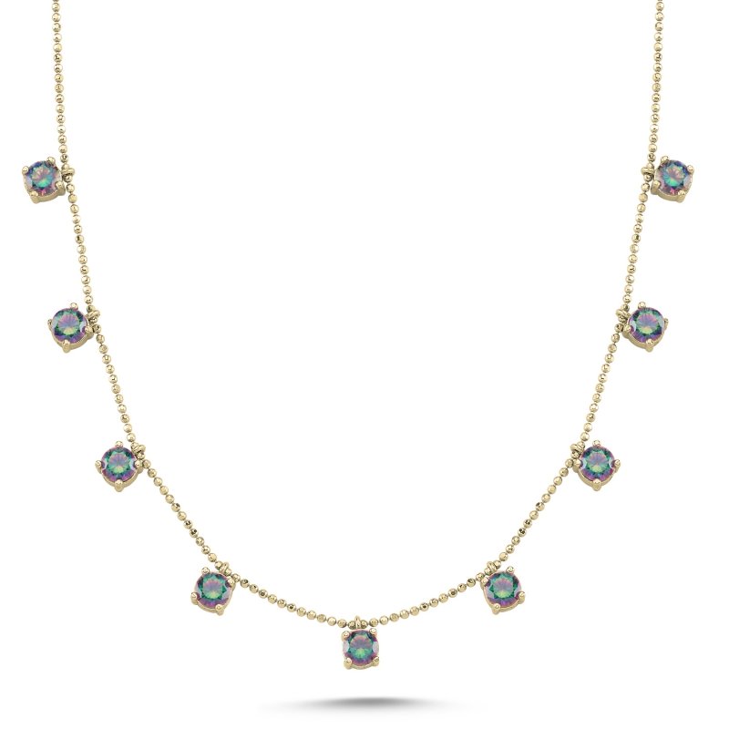 Mystic Topaz CZ Dangle Charm Necklace - N97478