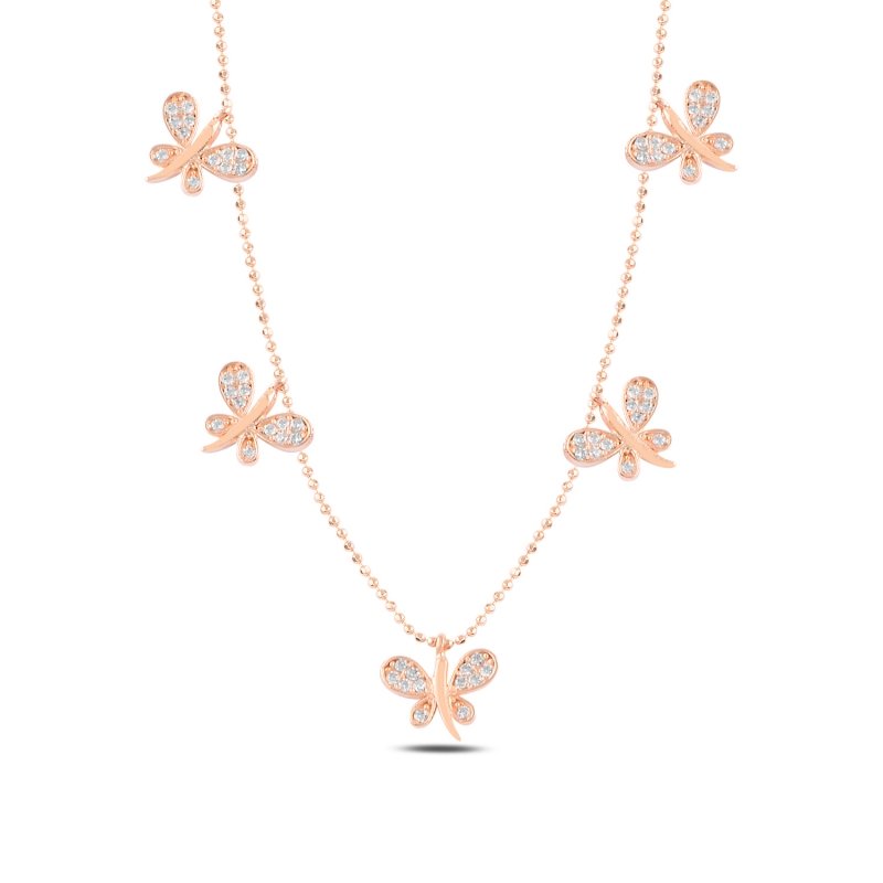 Butterfly CZ Dangle Charm Necklace - N97484