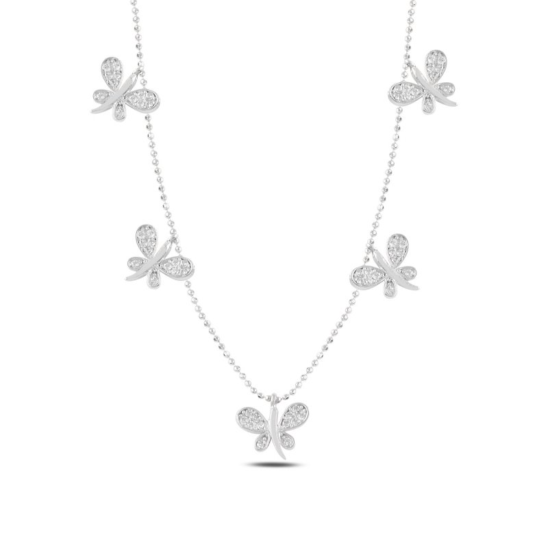 Butterfly CZ Dangle Charm Necklace - N97484