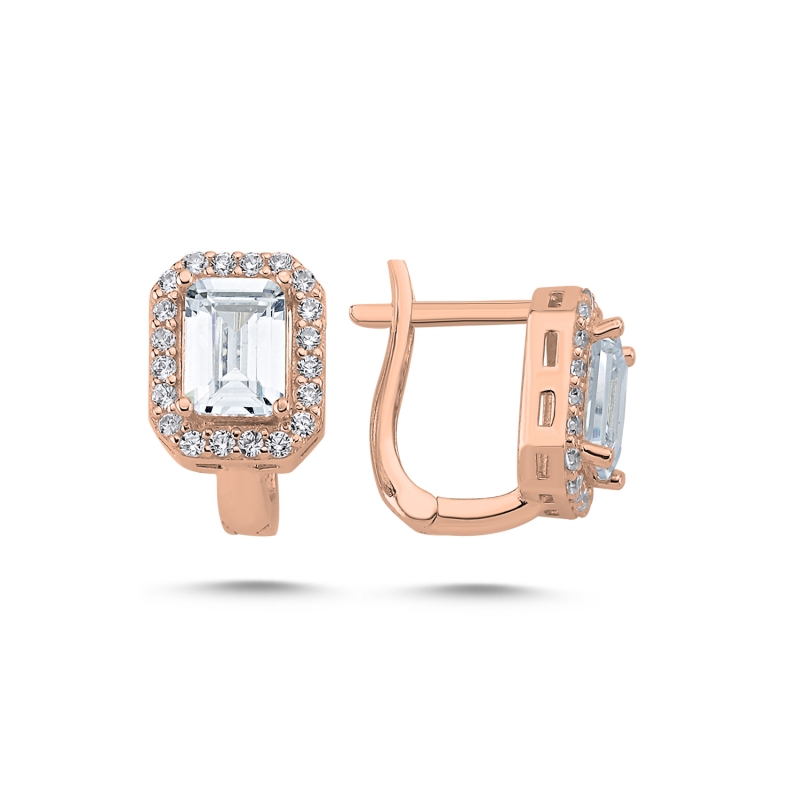 Baguette CZ Latch Back Earrings - E97494