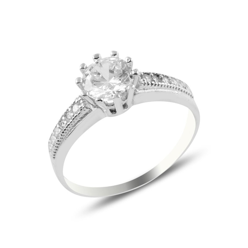 Half Eternity & Solitaire CZ Ring - R97516