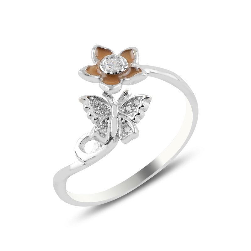Butterfly & Daisy CZ Adjustable Size Ring - R97565