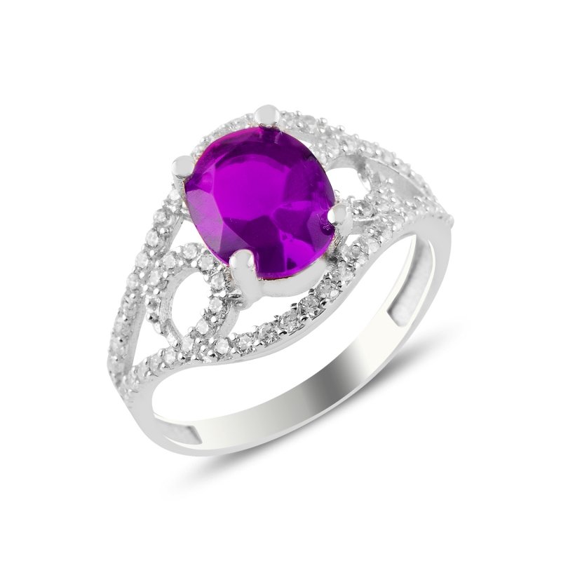 Amethyst CZ Solitaire Ring - R97651
