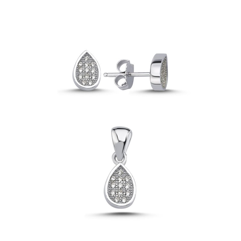 Micro Pave CZ Setting Teardrop Set - S09768