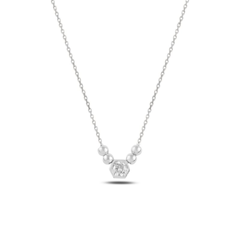 Ball & Solitaire CZ Necklace - N98005