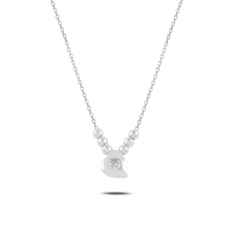 Heart & Ball CZ Solitaire Necklace - N98314
