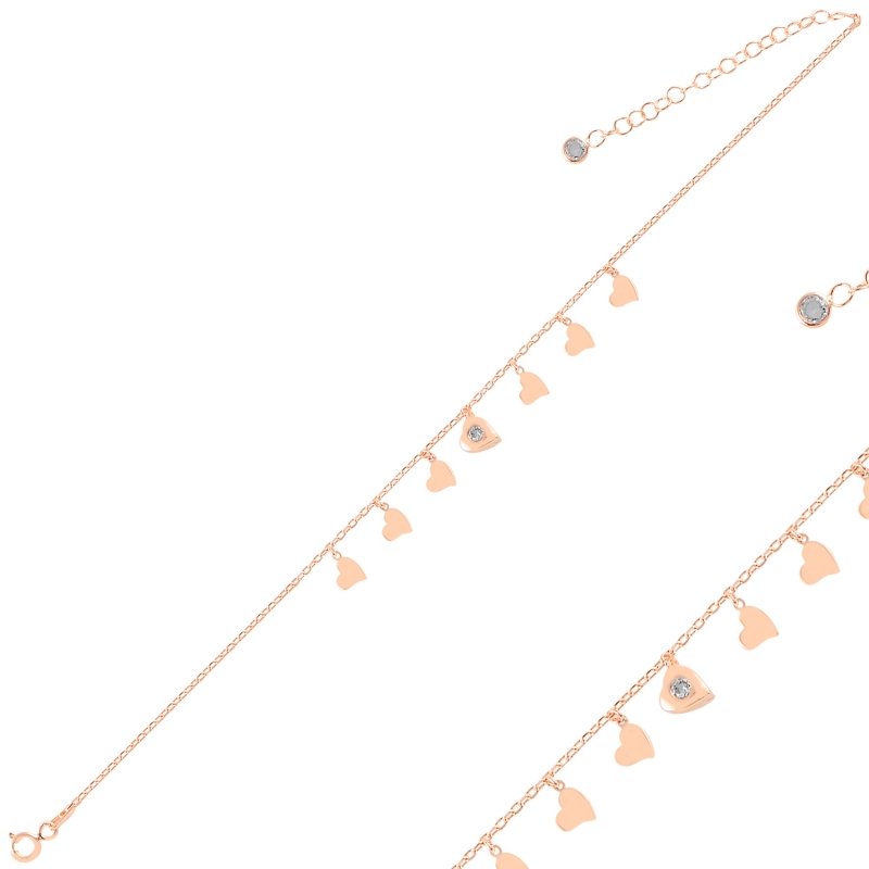 Heart Dangle CZ Charm Bracelet - B98334