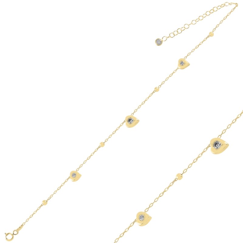 Heart Dangle CZ & Ball Bracelet - B98335