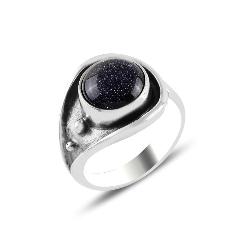 Blue Goldstone Adjustable Size Ring - R98515