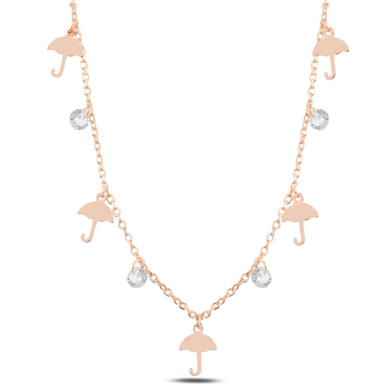 Dangle Umbrella & CZ Charm Necklace - N98882