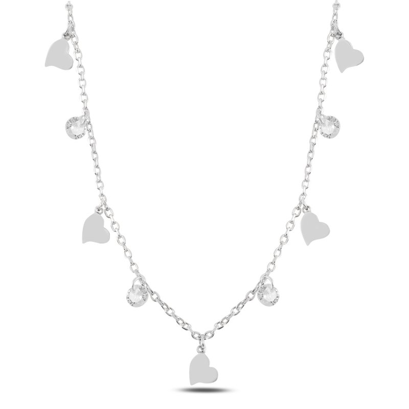 Dangle Heart & CZ Charm Necklace - N98883