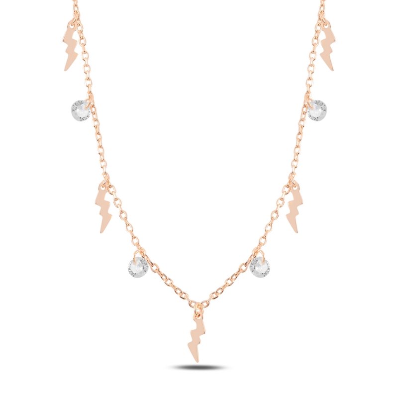 Dangle Lightning Bolt & CZ Charm Necklace - N98884
