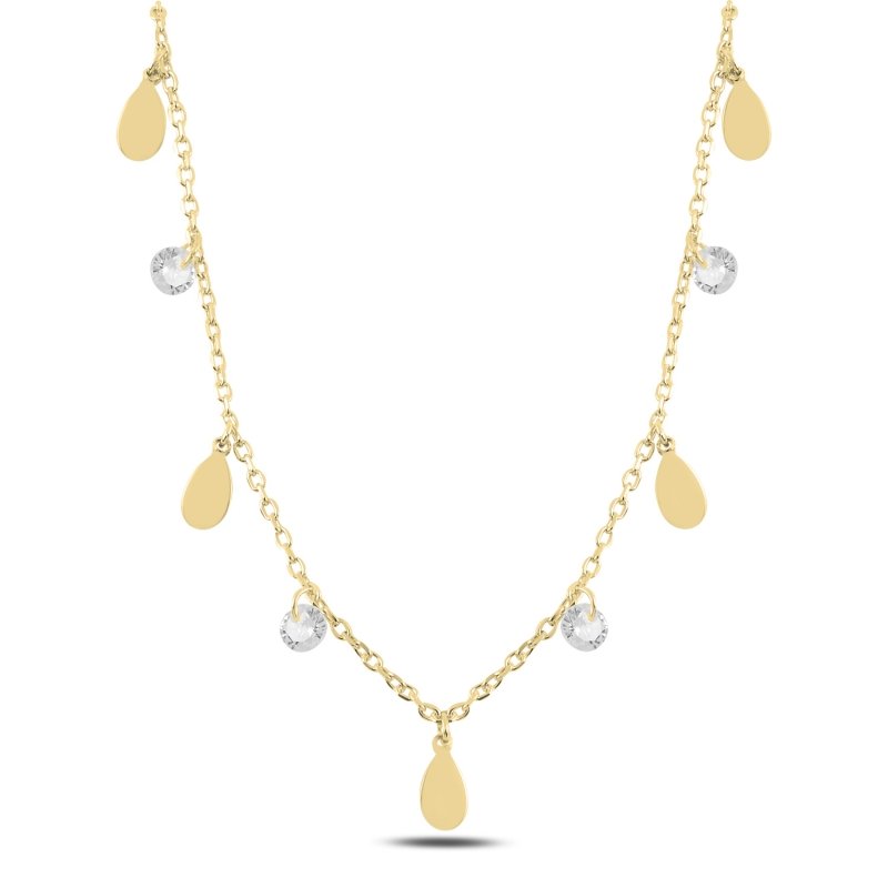 Dangle Teardrop & CZ Charm Necklace - N98887