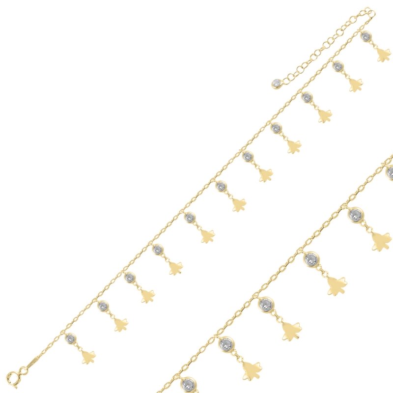 Dangle Sycamore Leaf & CZ Anklet - ANK98890