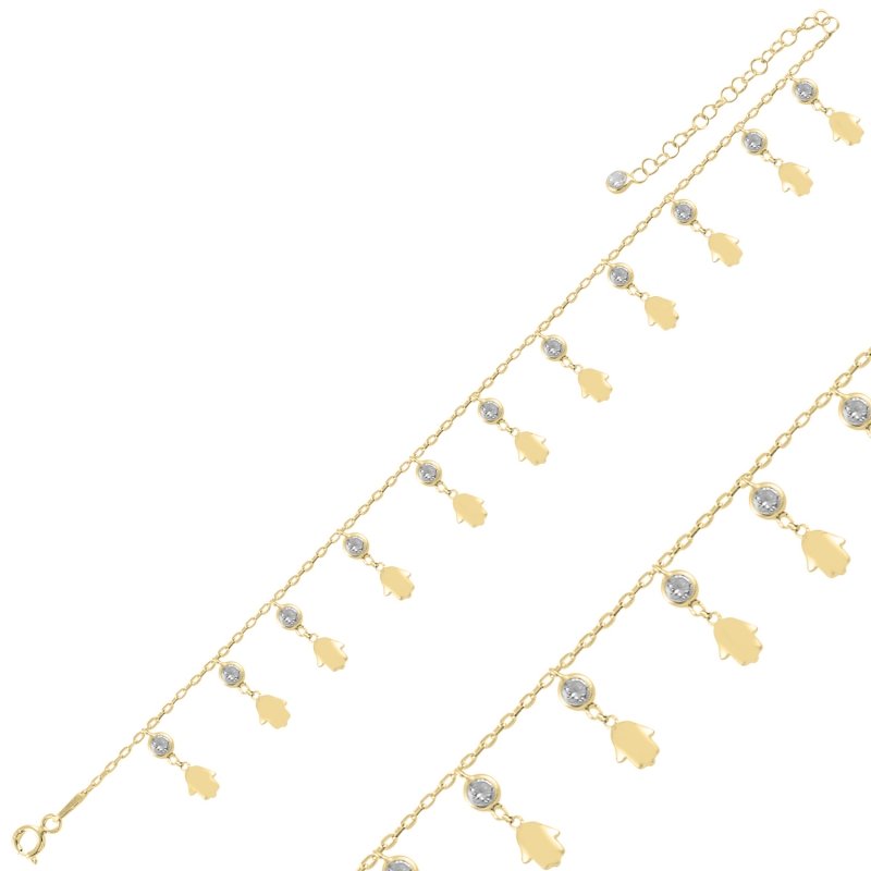 Dangle Hamsa & CZ Anklet - ANK98891
