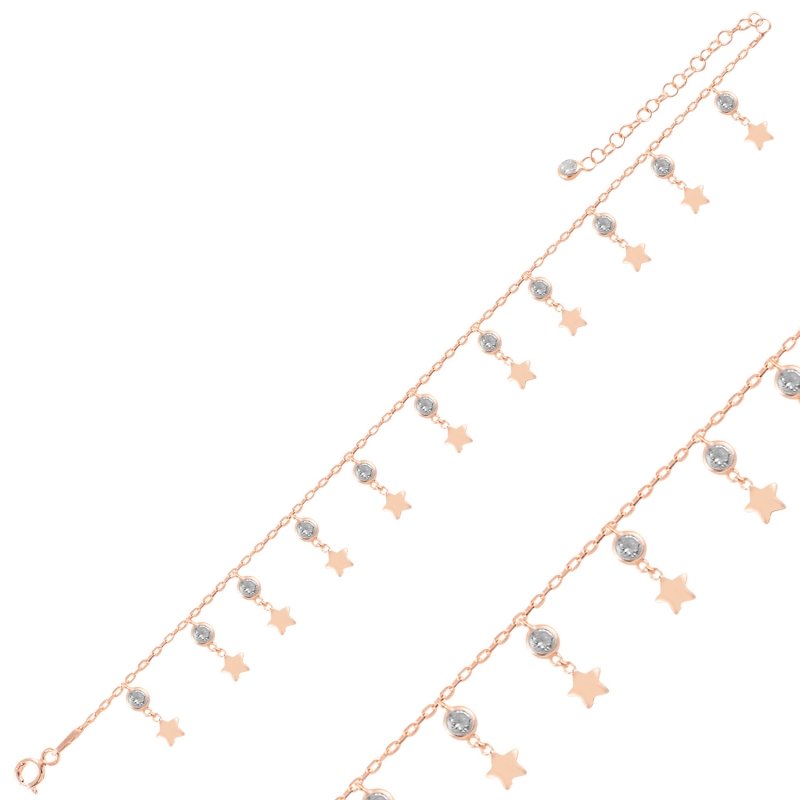 Dangle Star & CZ Anklet - ANK98893