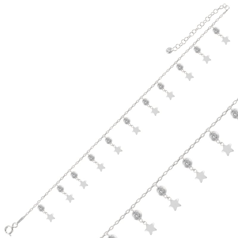 Dangle Star & CZ Anklet - ANK98893