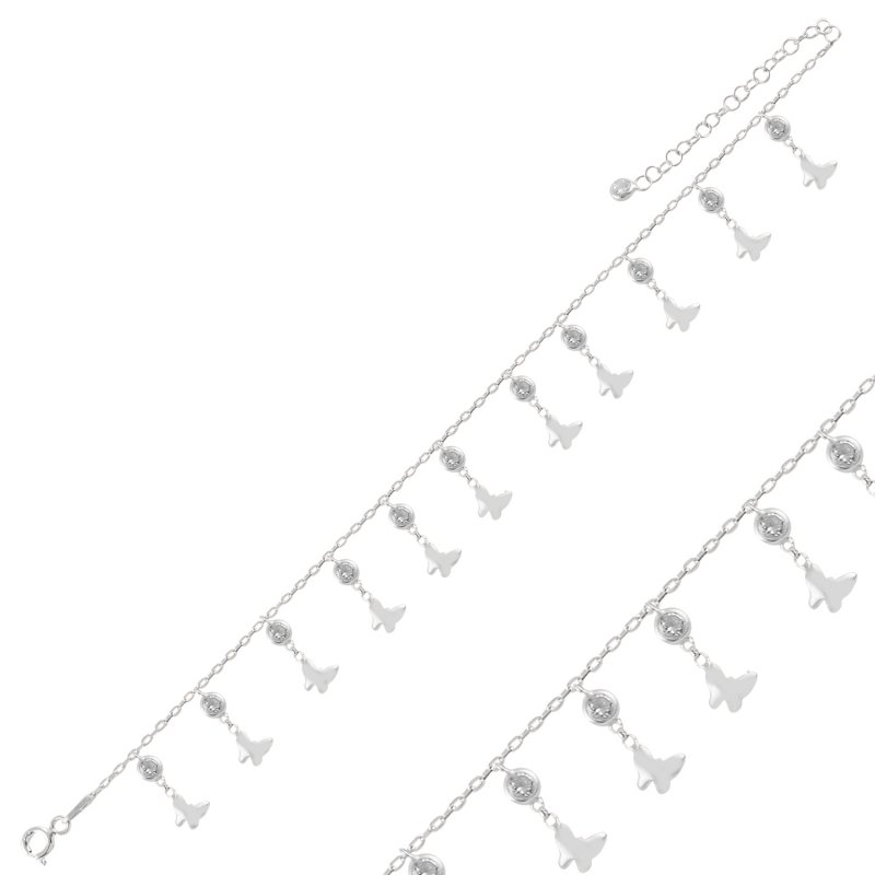 Dangle Butterfly & CZ Anklet - ANK98894