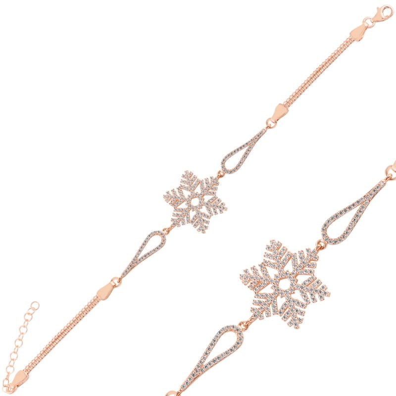 Snowflake CZ & Box Chain Bracelet - B98898