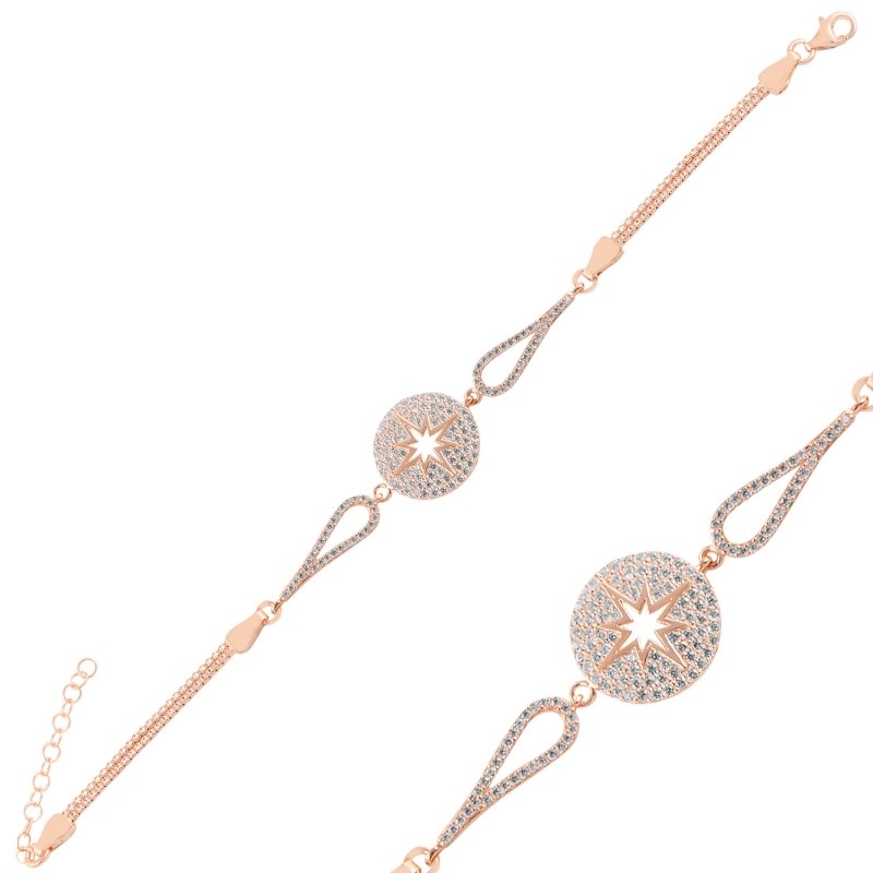 Compass CZ & Box Chain Bracelet - B98903