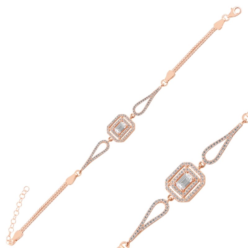 Baguette CZ & Box Chain Bracelet - B98904