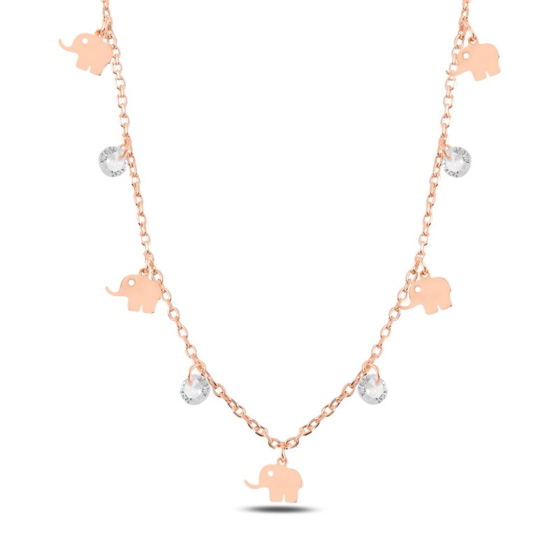 Dangle Elephant & CZ Charm Necklace - N99161
