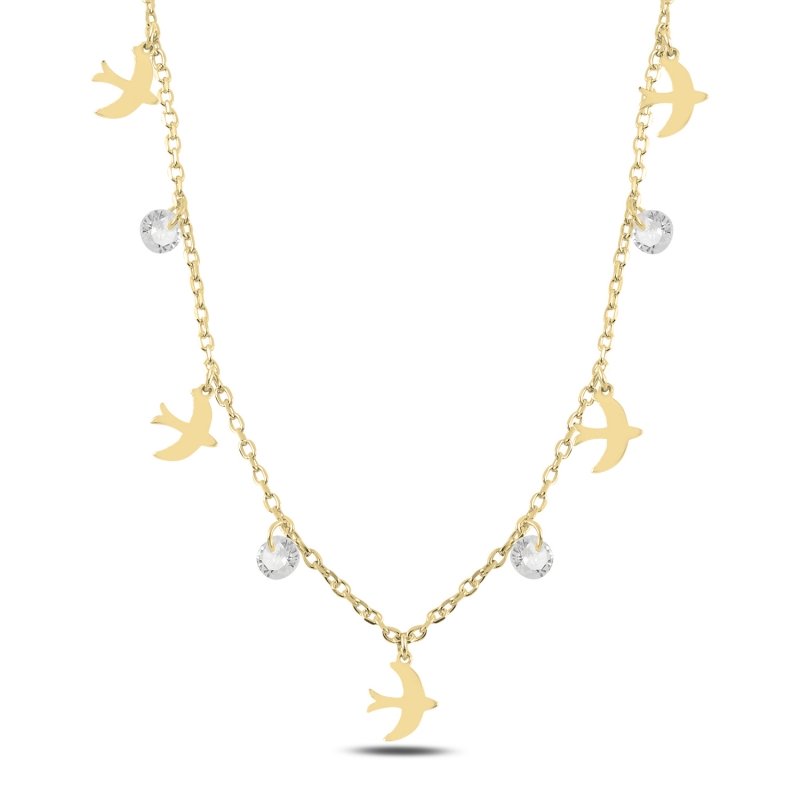Dangle Bird & CZ Charm Necklace - N99162