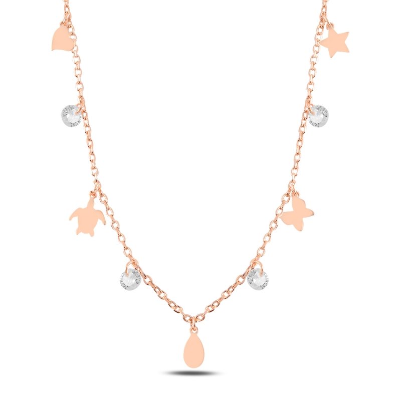 Dangle Assorted Shapes & CZ Charm Necklace - N99165