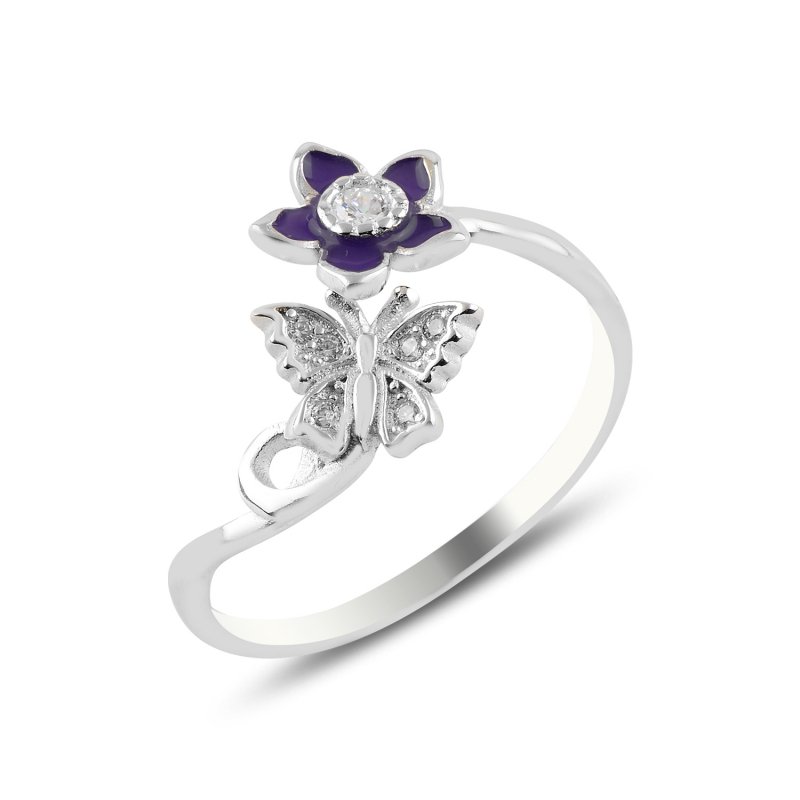 Butterfly & Daisy CZ Adjustable Size Ring - R99167