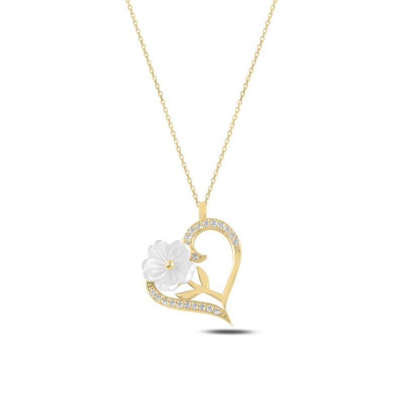Heart Mother of Pearl & CZ Necklace - N99204
