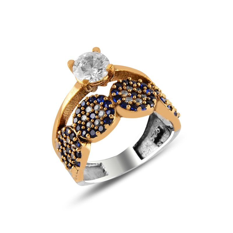 Evil Eye CZ Half Eternity & Solitaire Ring - R99238