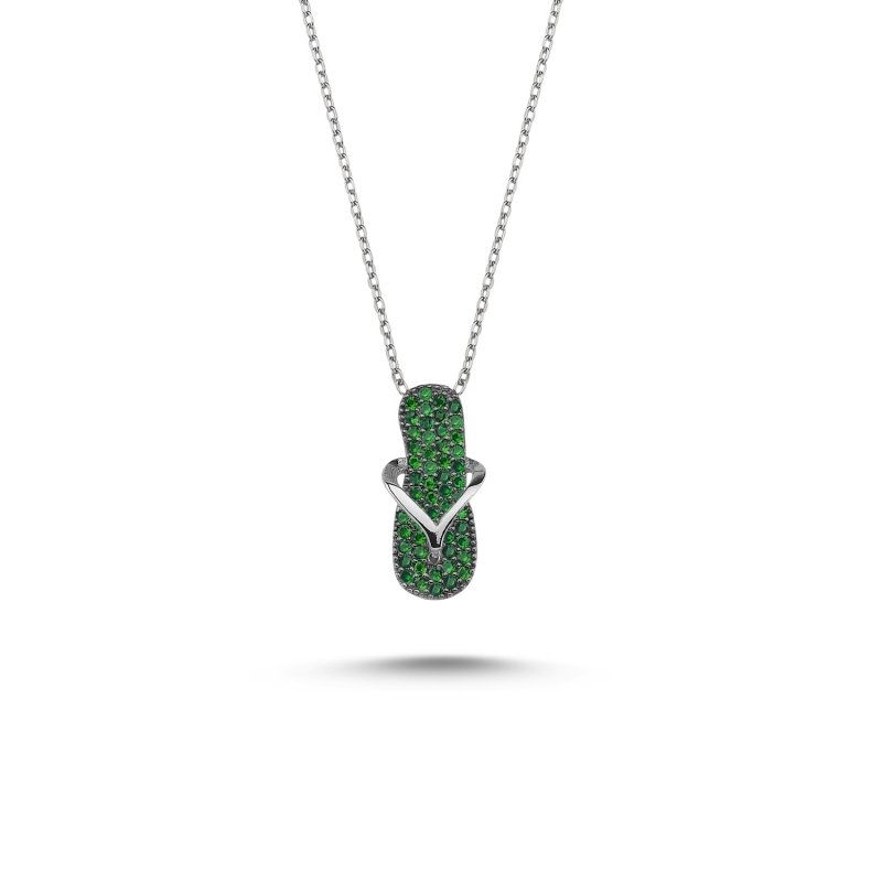 Flip Flop Emerald CZ Necklace - N99289