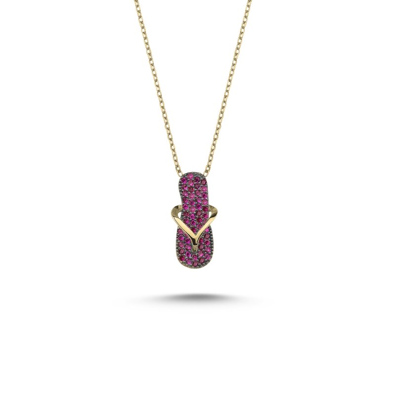 Flip Flop Ruby CZ Necklace - N99290