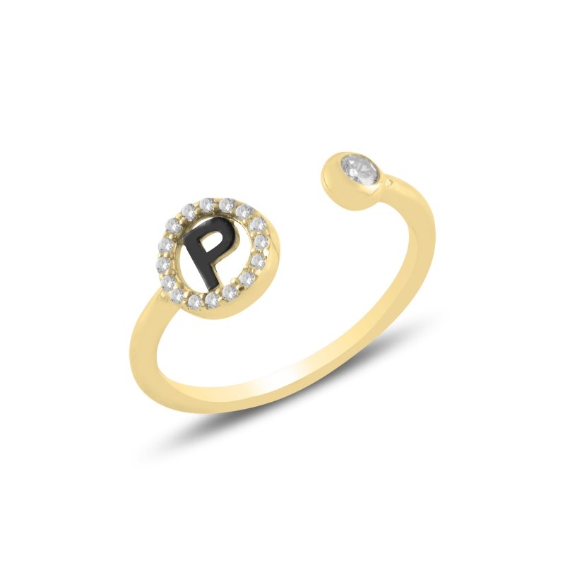 -P- Initial CZ Adjustable Size Ring - R99461