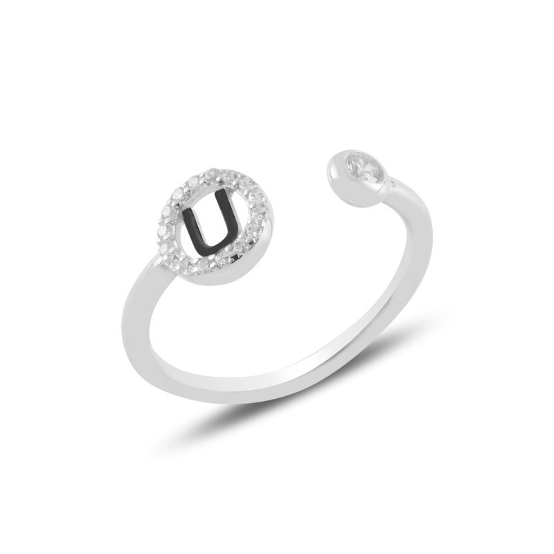 -U- Initial CZ Adjustable Size Ring - R99465