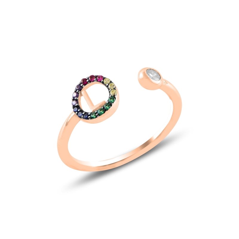 -L- Initial Mix Color CZ Adjustable Size Ring - R99480