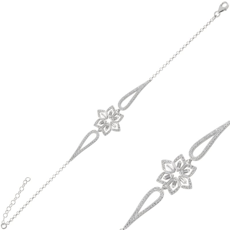 Flower Baguette CZ Bracelet - B99495