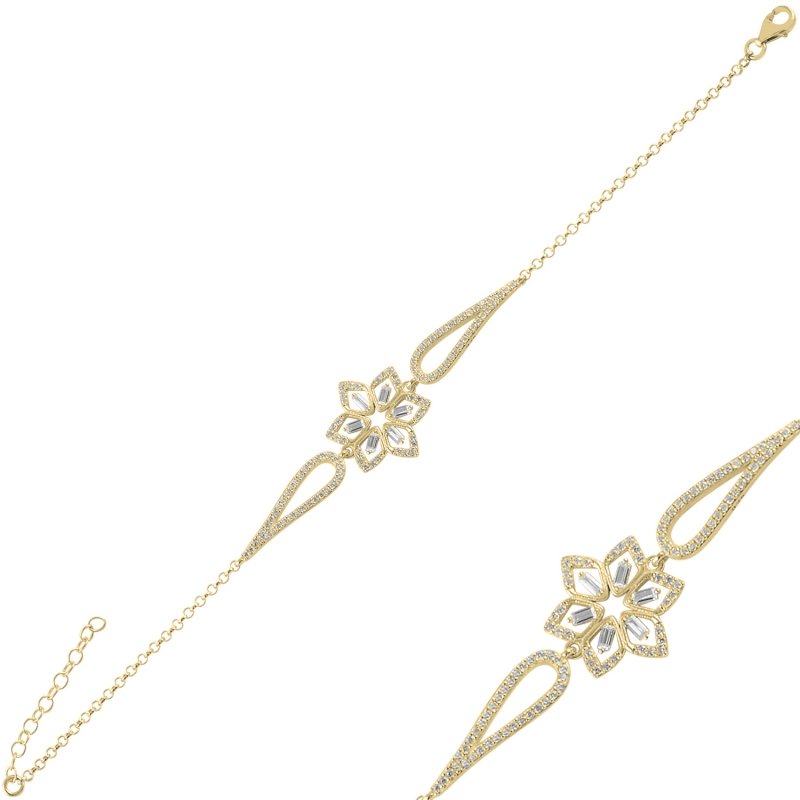 Flower Baguette CZ Bracelet - B99495
