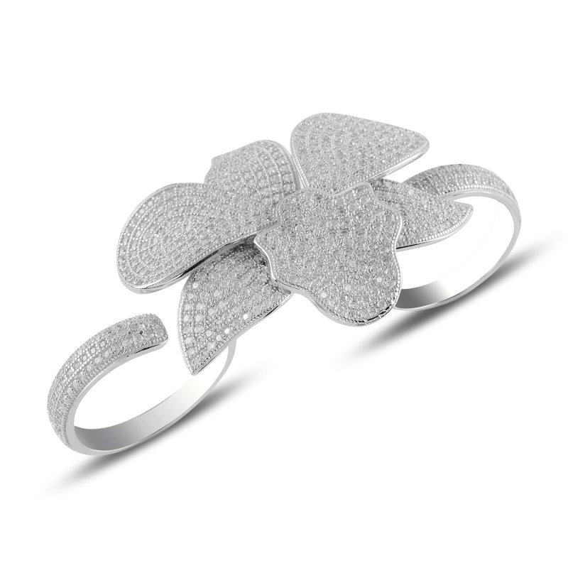 CZ Two Fingers Adjustable Size Ring - R99640