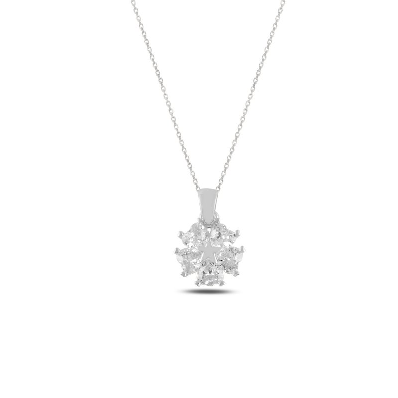 Heart CZ Flower & Star Necklace - N99728