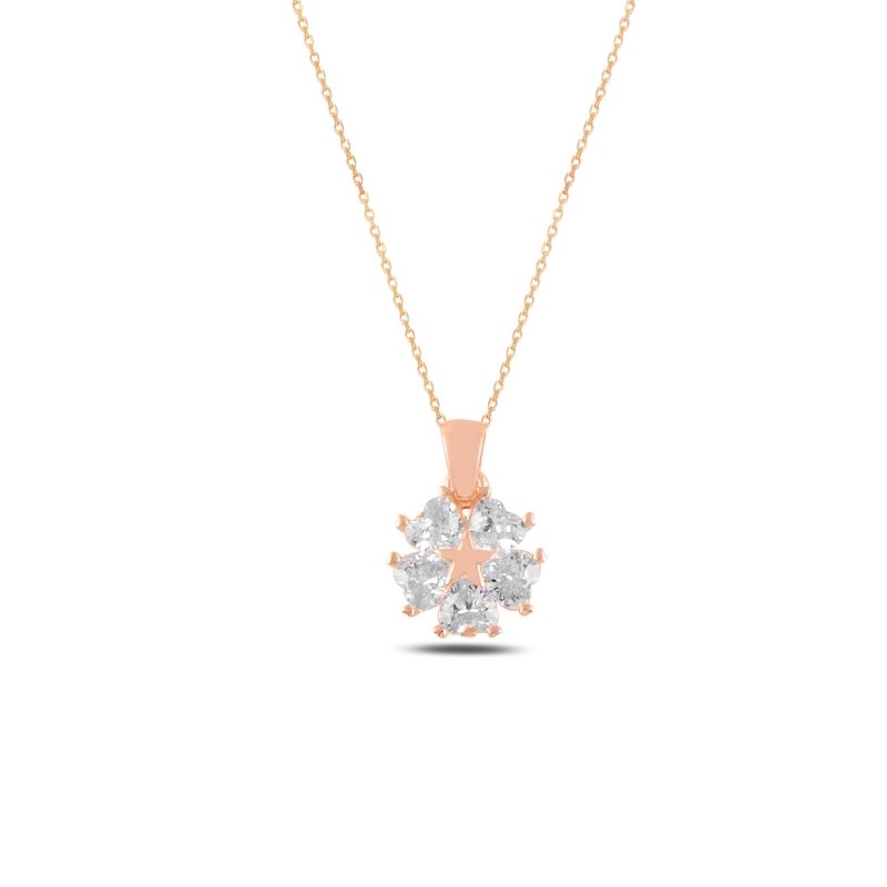 Heart CZ Flower & Star Necklace - N99728