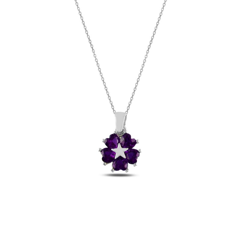 Heart CZ Flower & Star Necklace - N99729