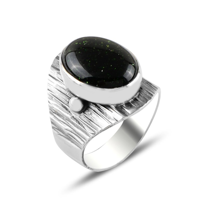Green Goldstone Handmade Ring - R99768