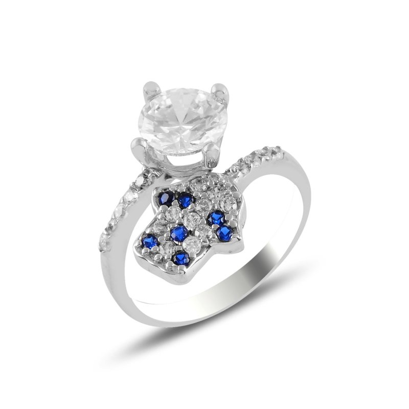 Hamsa & Solitaire CZ Ring - R99804