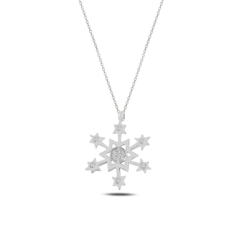 Snowflake & Star CZ Necklace - N99938