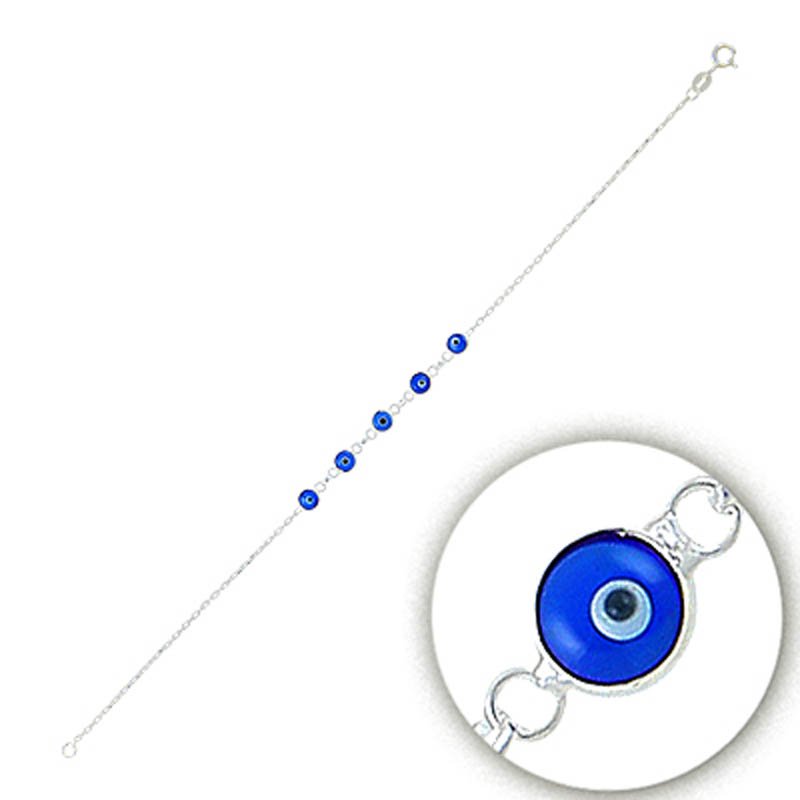 Handmade Evil Eye Silver Bracelet - B02339