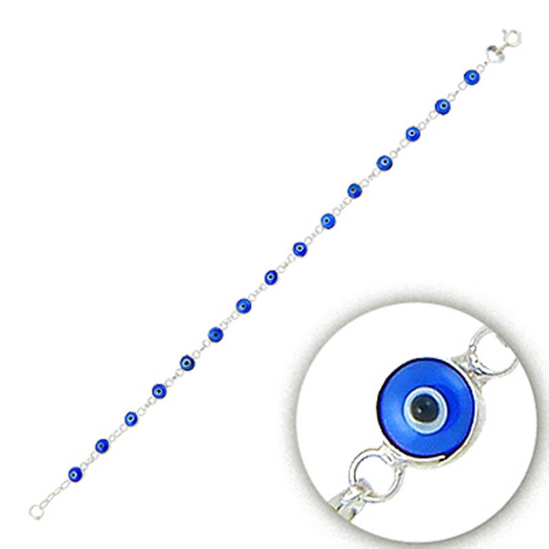 Handmade Evil Eye Silver Bracelet - B02343