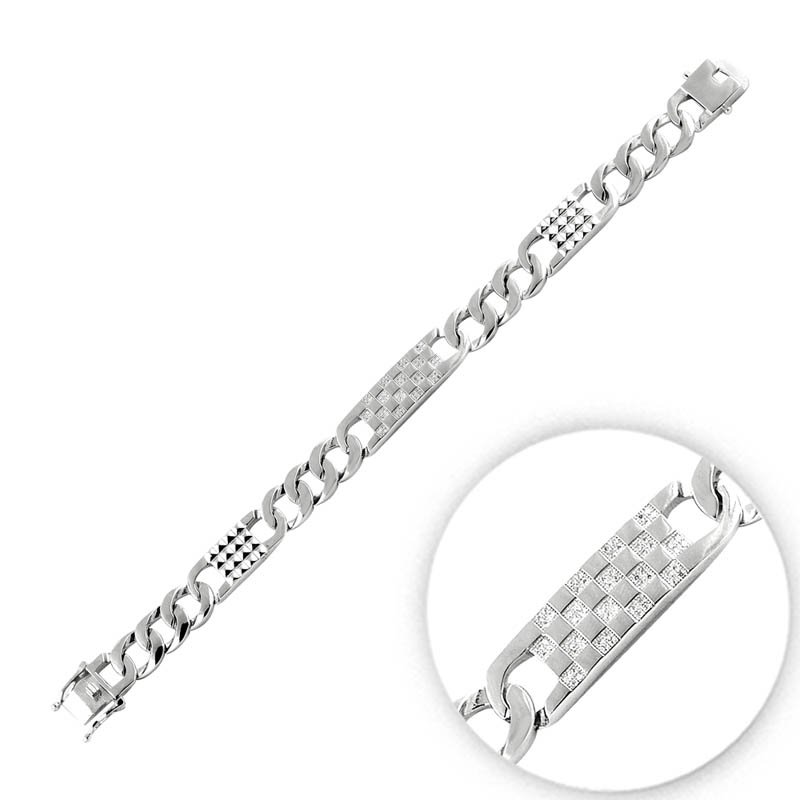 Zirconia Chain Tag Bracelet - B09960